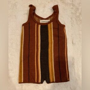 Misha and Puff sweater romper in brown stripe